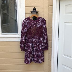 Purple Boho Crochet-Accent Dress